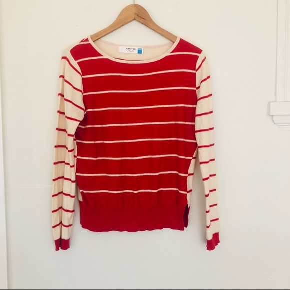 Anthropologie Sweaters - Anthropologie Sparrow red cream striped sweater